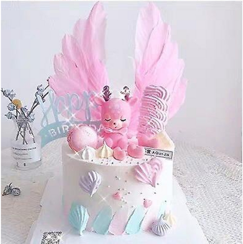 Cake Topper Cupcake Decorations  - Feather 'Angel Wings' - Pink - Rampant Coffee Company