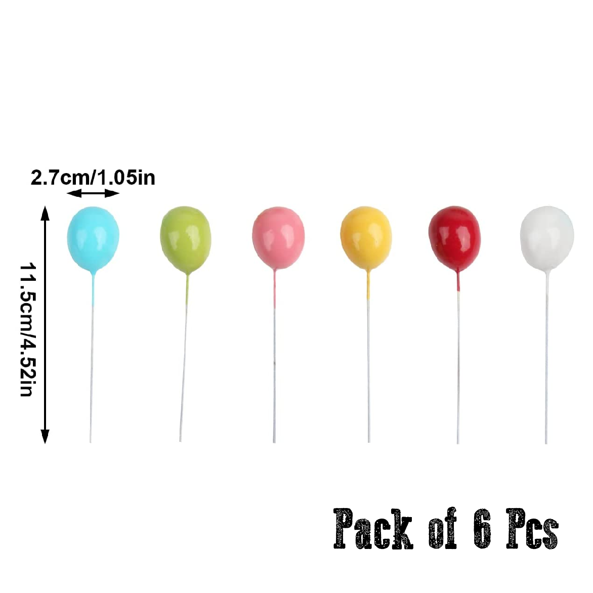 Cake Topper Cake Decorations - 'Balloons' Rainbow, pack of 6 - Rampant Coffee Company
