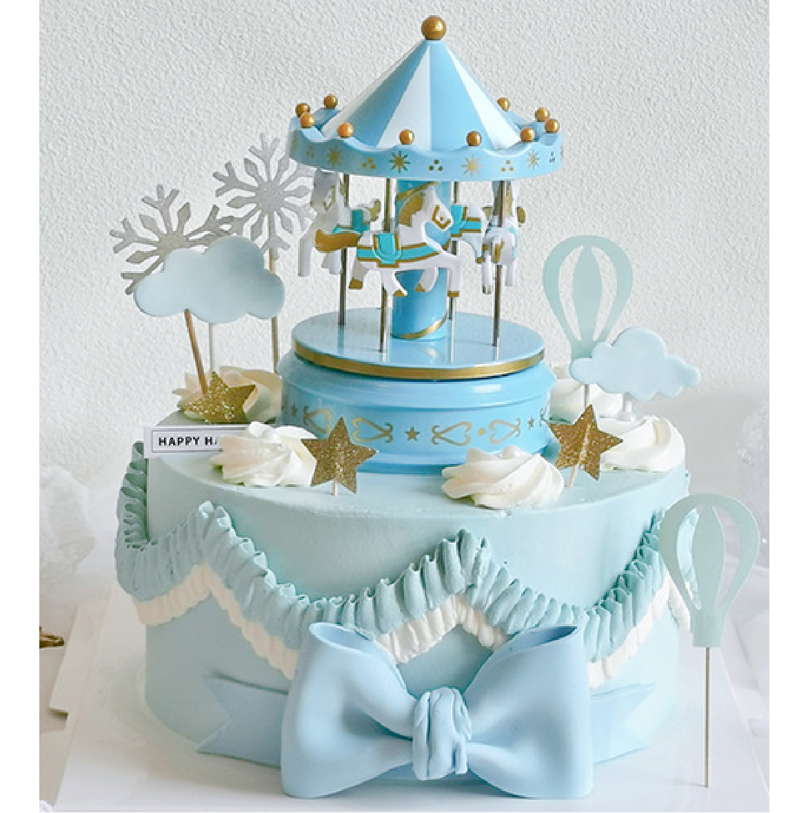 Cake Topper Decorations  - 'Musical Carousel' - Blue - Rampant Coffee Company