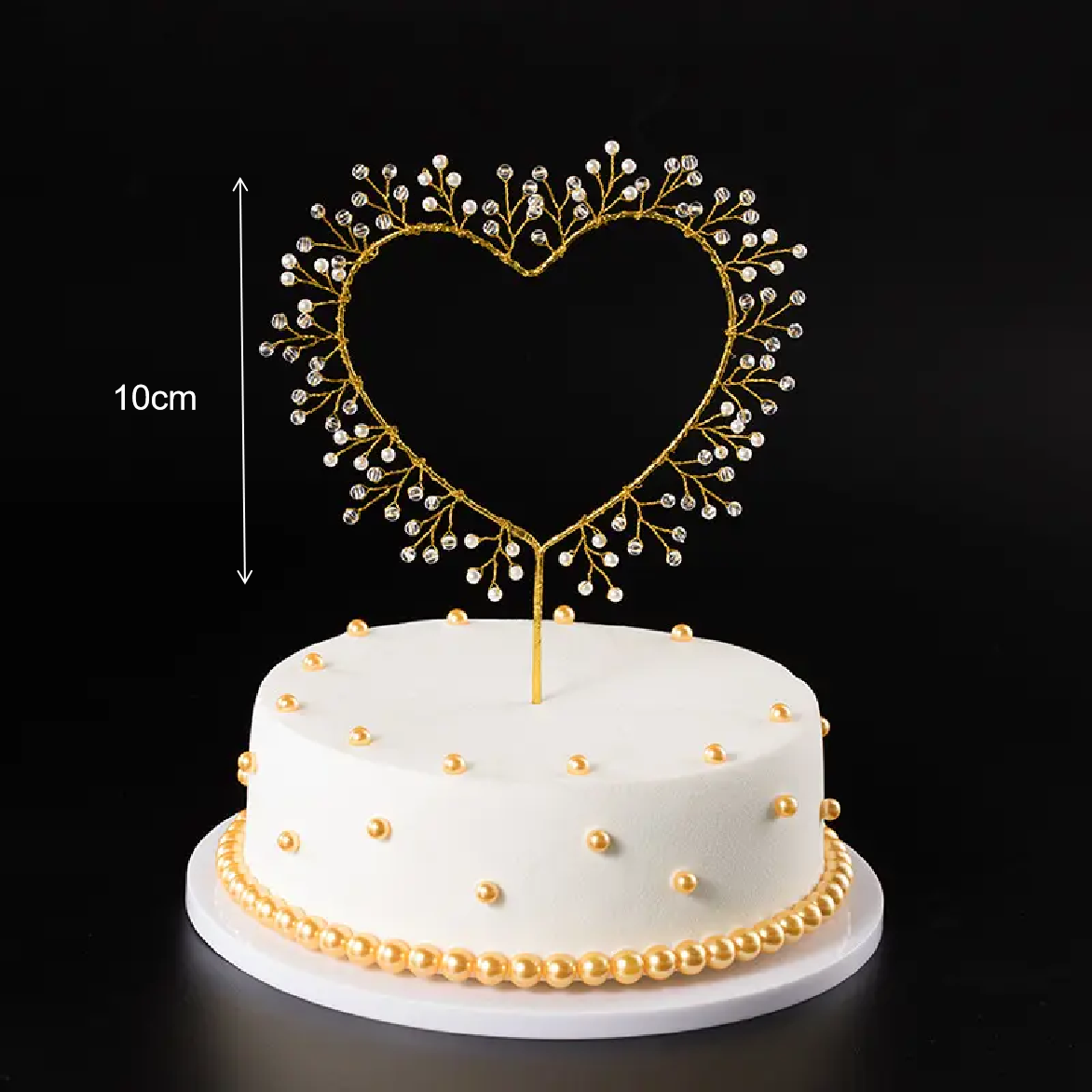 Cake Topper, Cake Decorations-  Heart with Pearls - Gold - Rampant Coffee Company