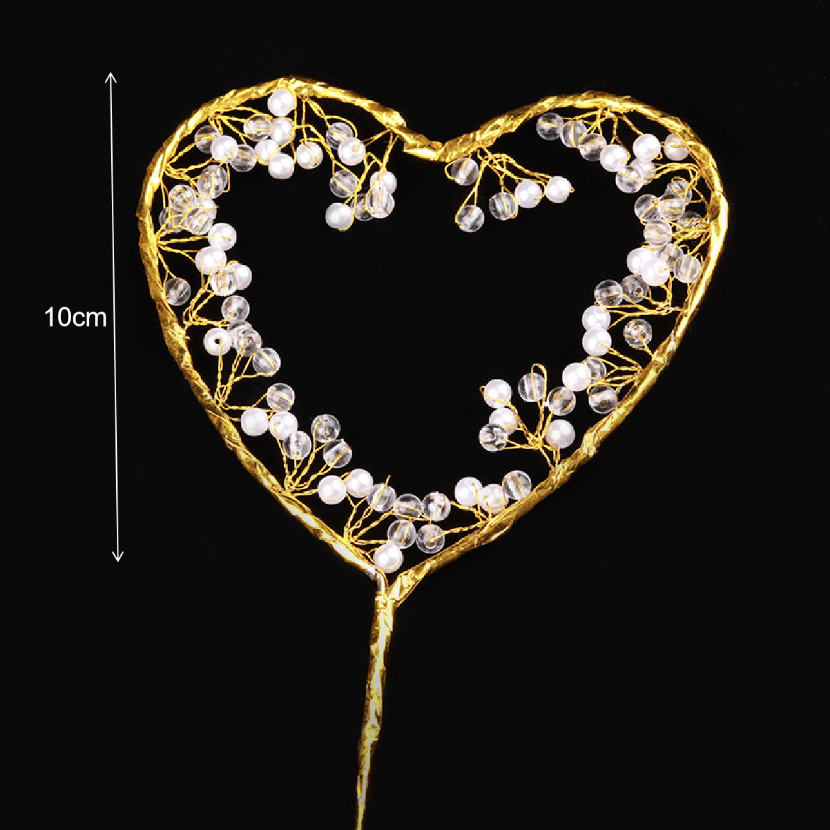Cake Topper, Cake Decorations-  Heart with Pearls - Gold - Rampant Coffee Company