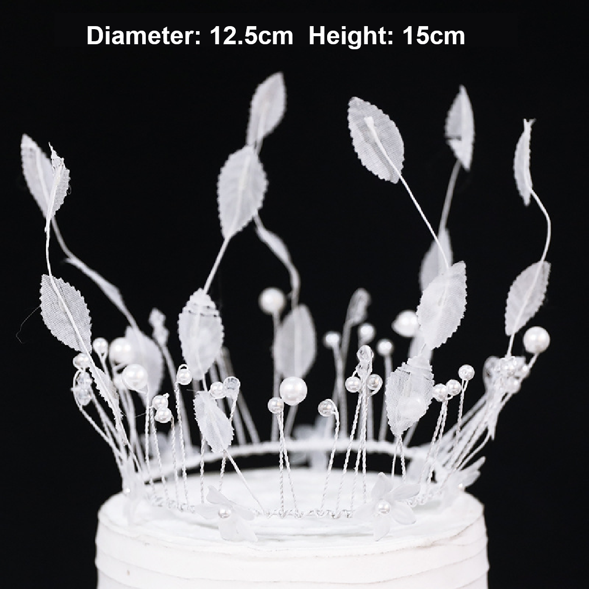 Cake Topper, Cake Decorations- Tiara 'Vintage Leaf Crown' with pearls - Rampant Coffee Company
