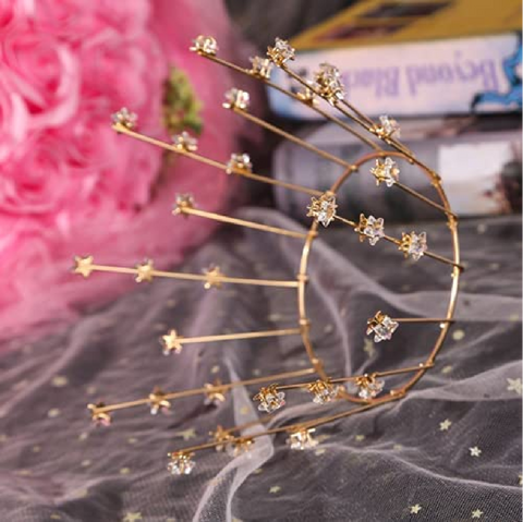 Cake Topper, Cake Decorations- Tiara 'Vintage Crown with stars' - gold - Rampant Coffee Company