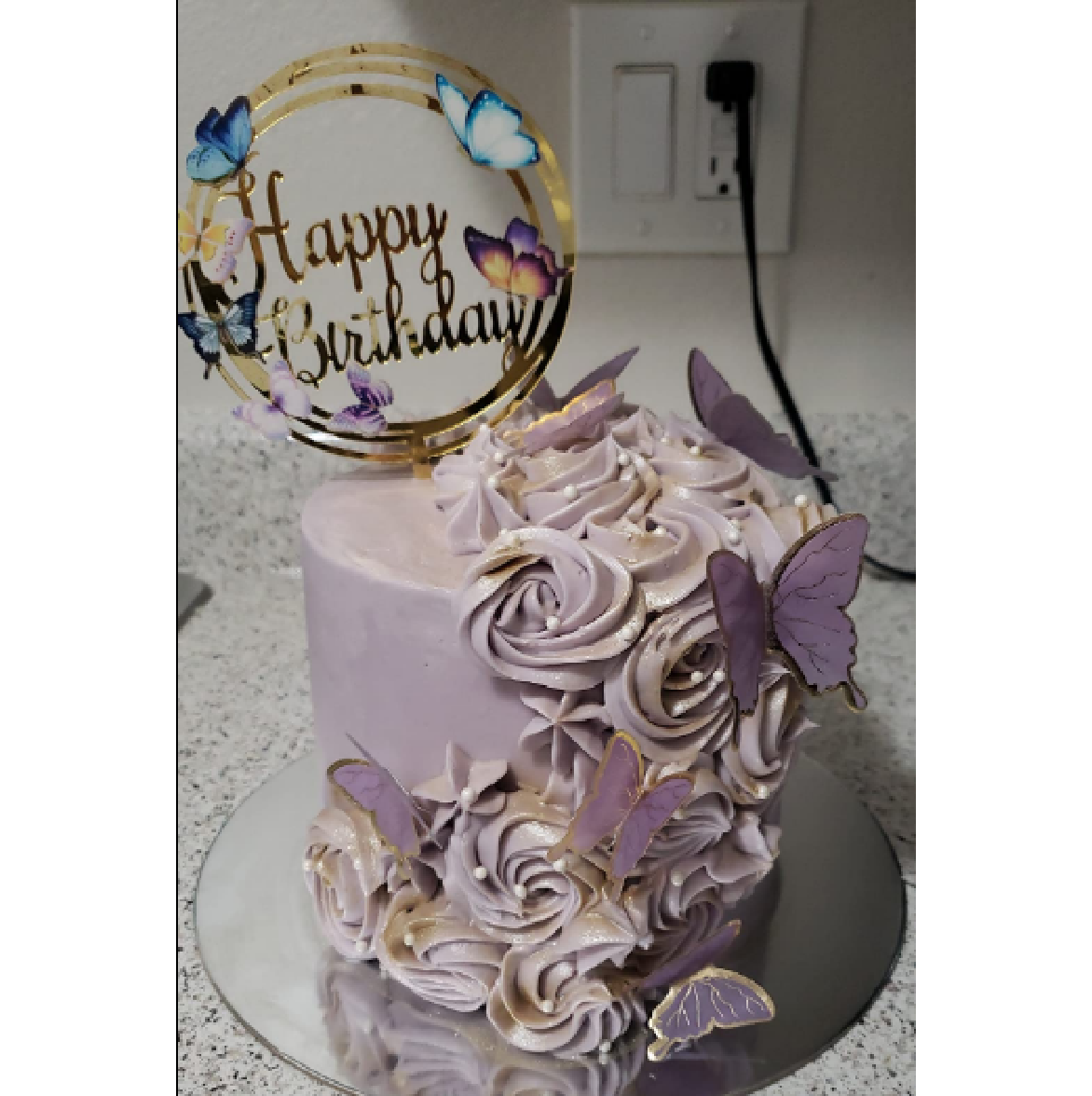 Cake Decoration, Cupcake Topper  - 3D Butterflies,, purple with gold trim - pack of 10 - Rampant Coffee Company