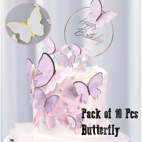 Cake Decoration, Cupcake Topper -3D Butterflies, white - pack of 10 - Rampant Coffee Company