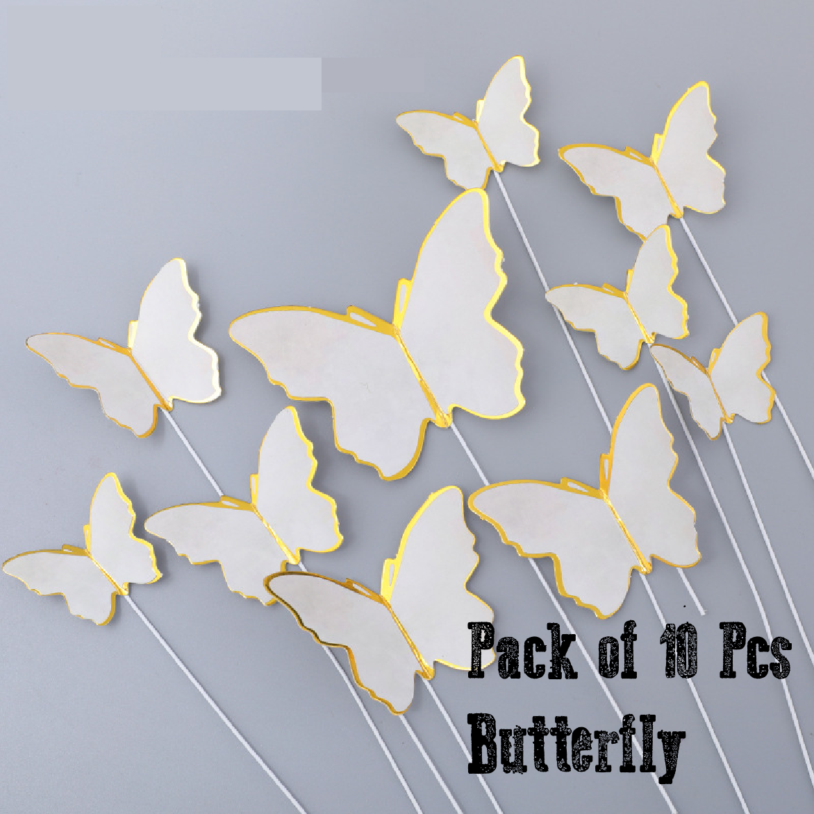 Cake Decoration, Cupcake Topper -3D Butterflies, white - pack of 10 - Rampant Coffee Company