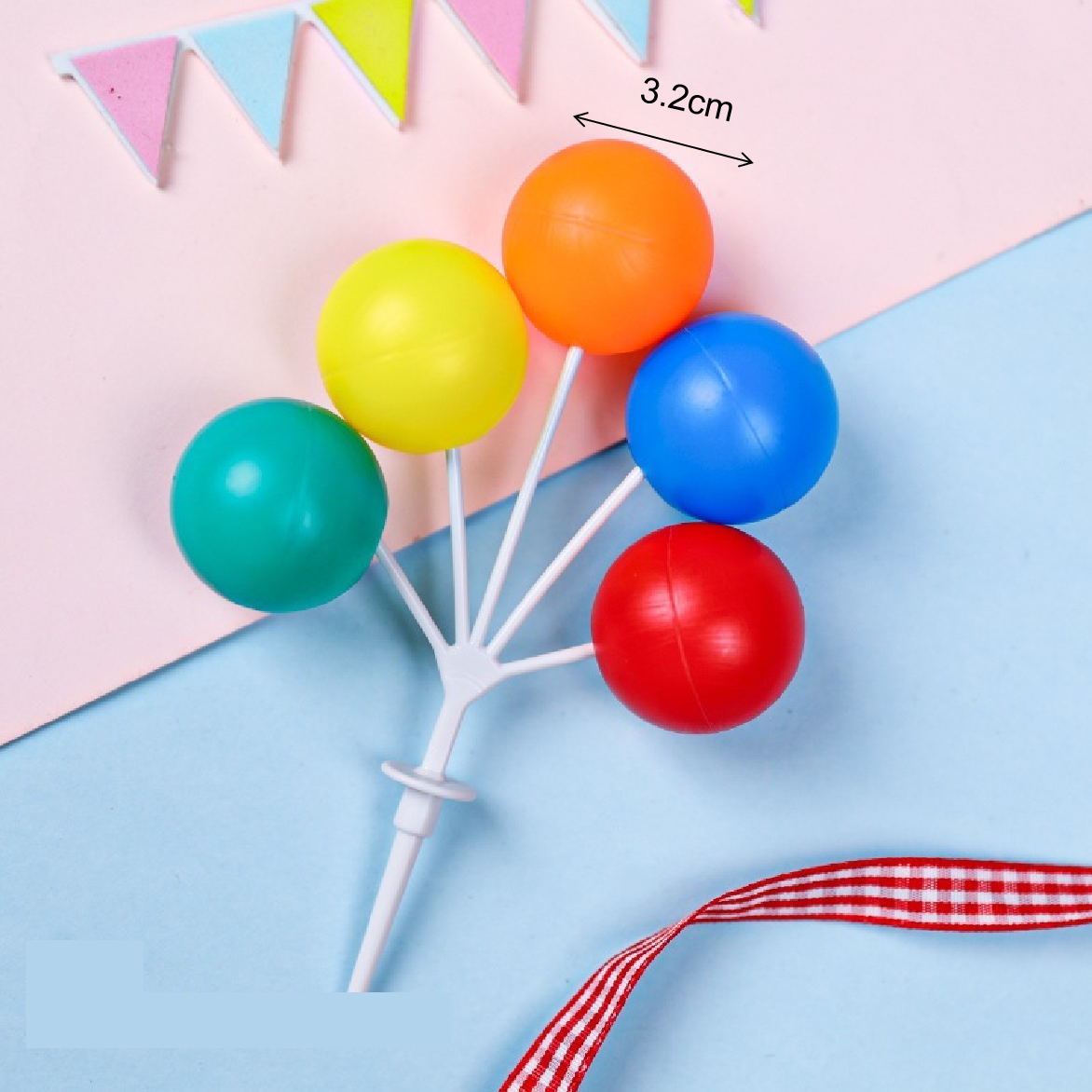 Cake Topper, Cupcake Decoration - Colourful Balloons - Rainbow