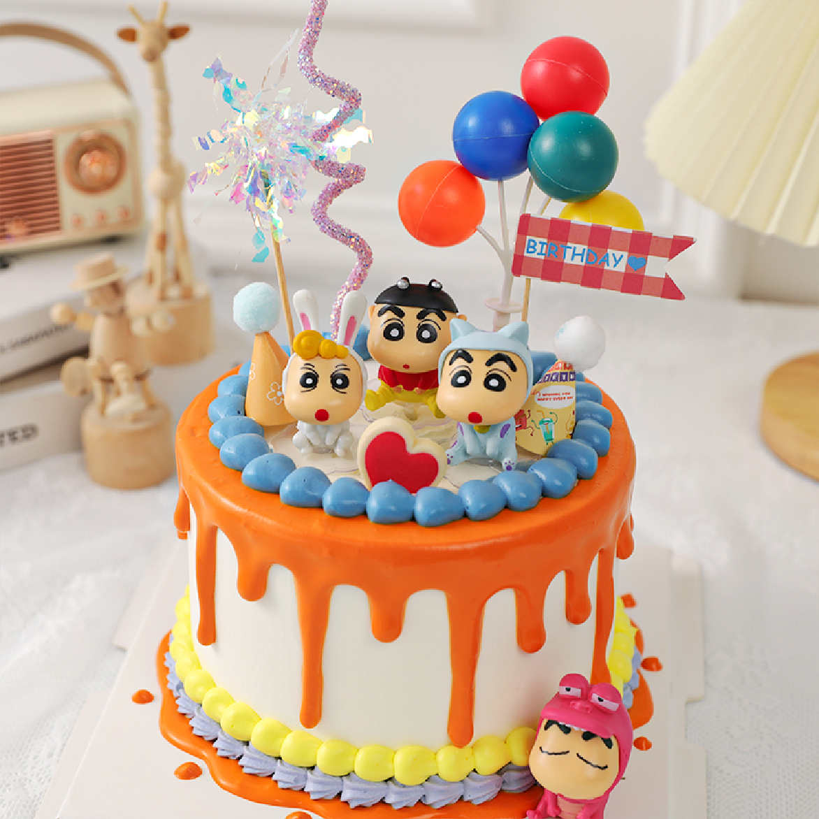 Cake Topper, Cupcake Decoration - Colourful Balloons - Rainbow