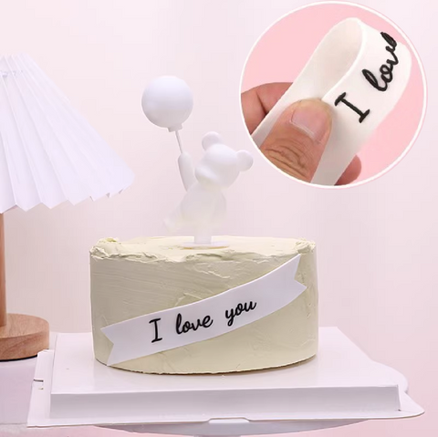 Cake Topper, Cupcake Decoration - Silicon Cake Banner - I Love You