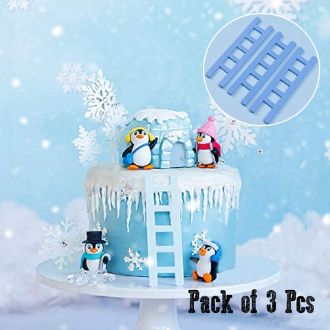 Cake Decoration, Cupcake Topper - Ladder, Set of 3 - Blue