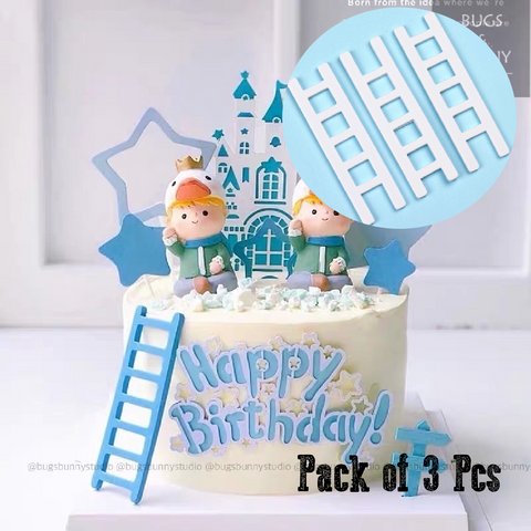 Cake Decoration, Cupcake Topper - Ladder, Set of 3 - White