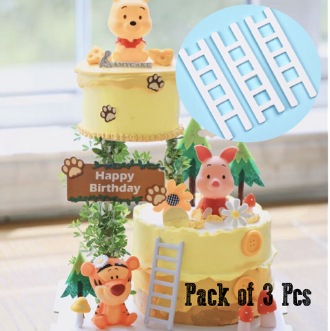 Cake Decoration, Cupcake Topper - Ladder, Set of 3 - White