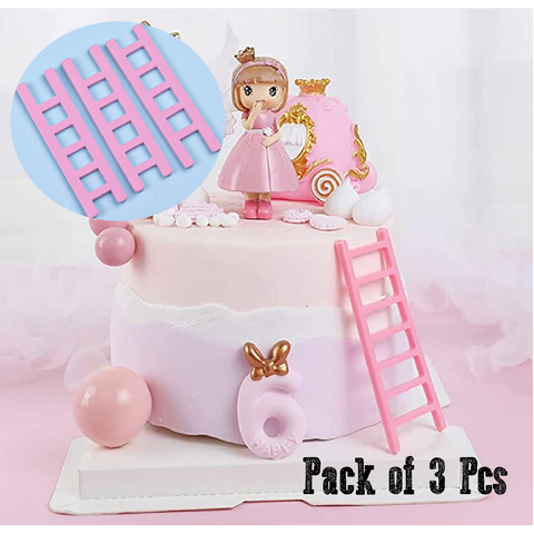 Cake Decoration, Cupcake Topper - Ladder, Set of 3 - Pink