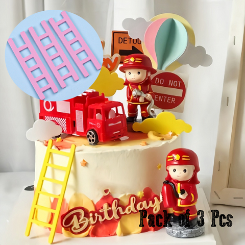 Cake Decoration, Cupcake Topper - Ladder, Set of 3 - Pink