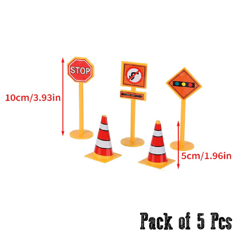 Cake Decoration, Cupcake Topper  - Plastic Construction road signs - set of 5 - Rampant Coffee Company