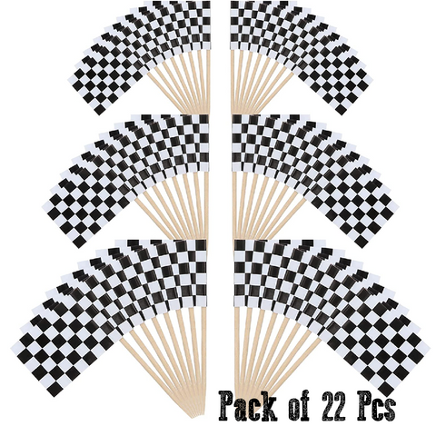 Cake Decoration  Cupcake Topper  - Race Checkered Flags, set of 22Pcs - Rampant Coffee Company