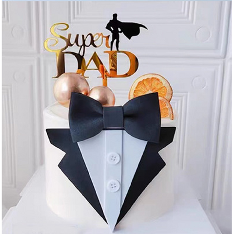 Cake Topper, Cake Decoration - Fathers Day Dad Suit Bow Tie