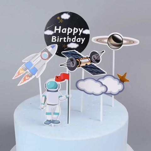 Cake Topper Decorations- 'Space Scene' Astronaut 6pcs - Rampant Coffee Company