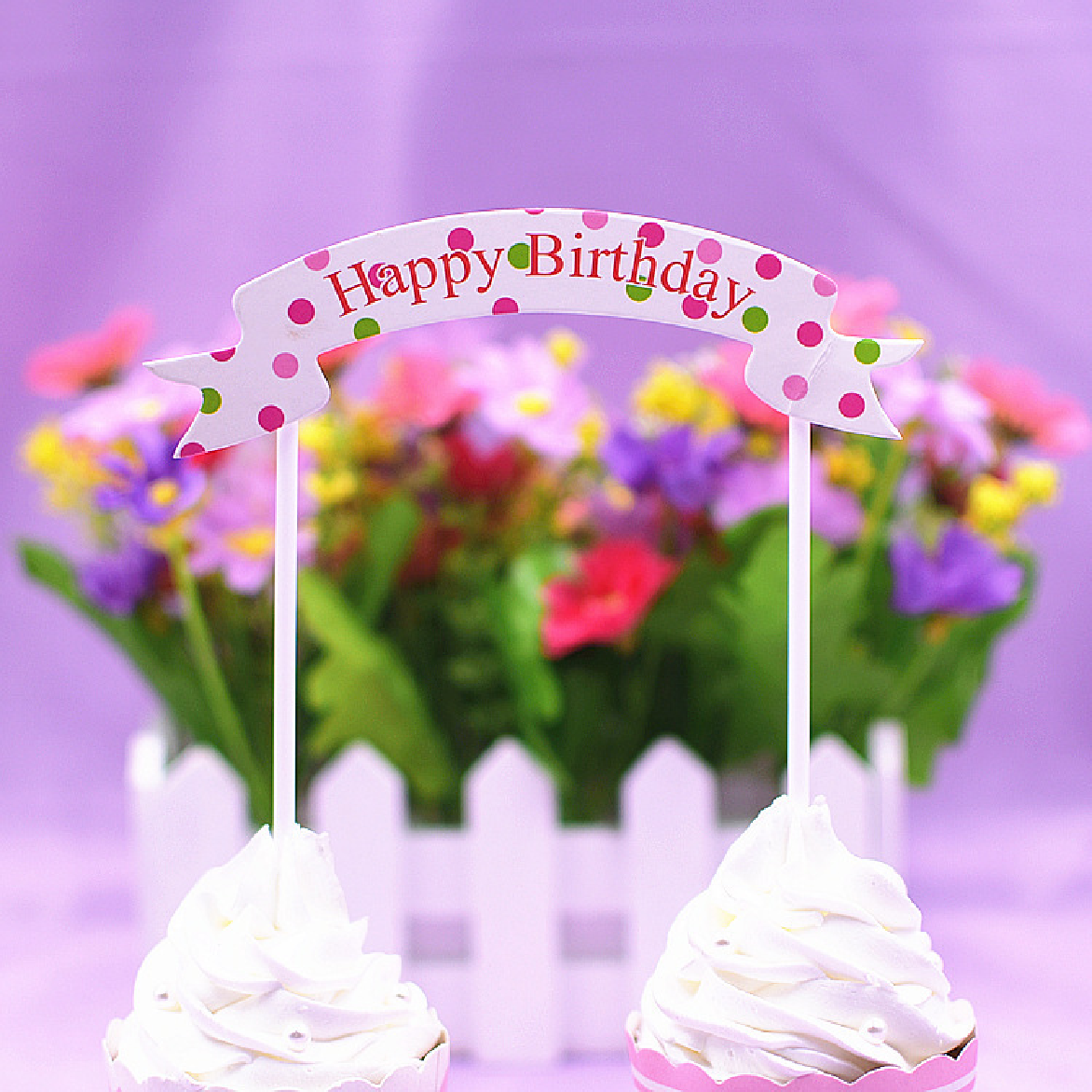 Cake Topper Cupcake Decorations -  polka dots - Rampant Coffee Company