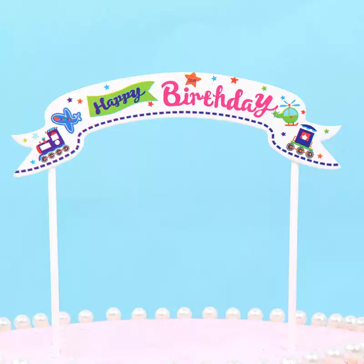 Cake Topper Cupcake Decorations - 'Happy Birthday' Arch - car - Rampant Coffee Company