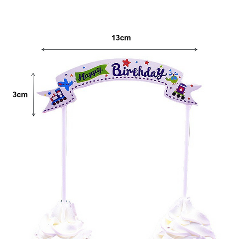 Cake Topper Cupcake Decorations - 'Happy Birthday' Arch - car - Rampant Coffee Company
