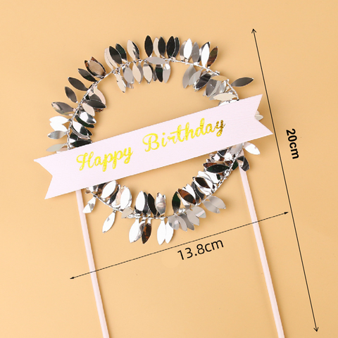 Happy Birthday Cake Topper - Cake Decoration - silver - Rampant Coffee Company