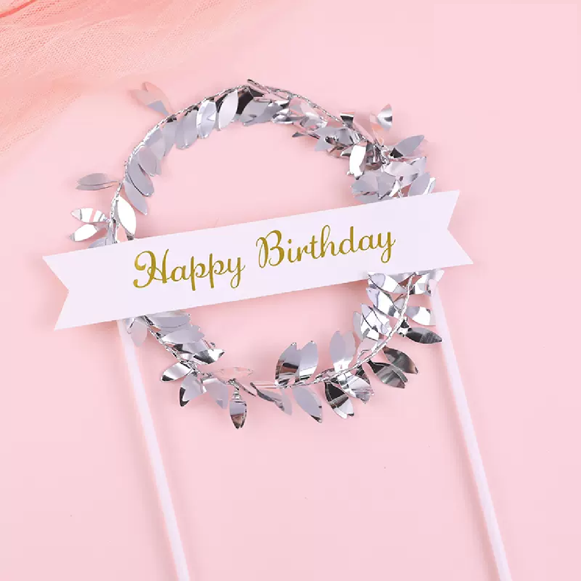 Happy Birthday Cake Topper - Cake Decoration - silver - Rampant Coffee Company