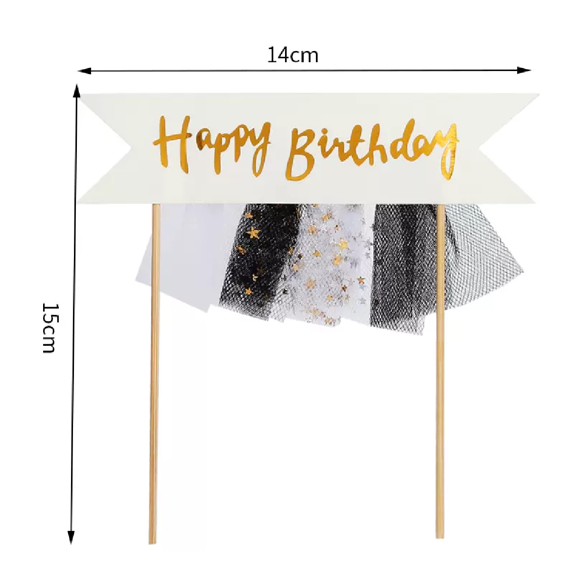 Happy Birthday Cake Topper - Cake Decoration banner - black - Rampant Coffee Company