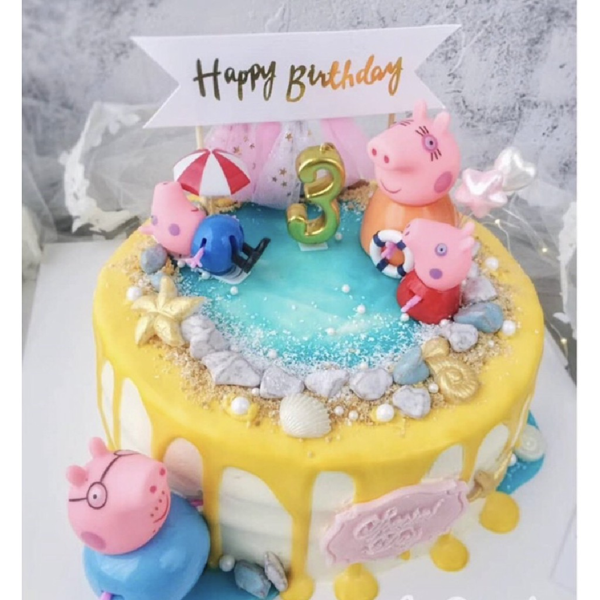 Happy Birthday Cake Topper - Cake Decoration banner -pink - Rampant Coffee Company