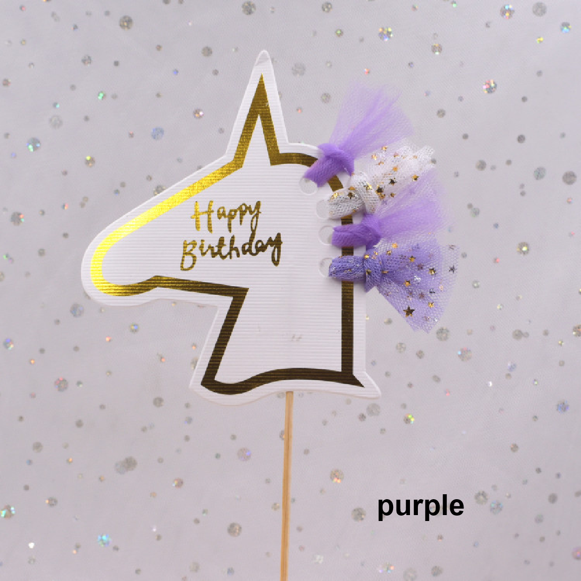Cake Topper Cake Decoration - Unicorn 'Happy Birthday' -purple - Rampant Coffee Company
