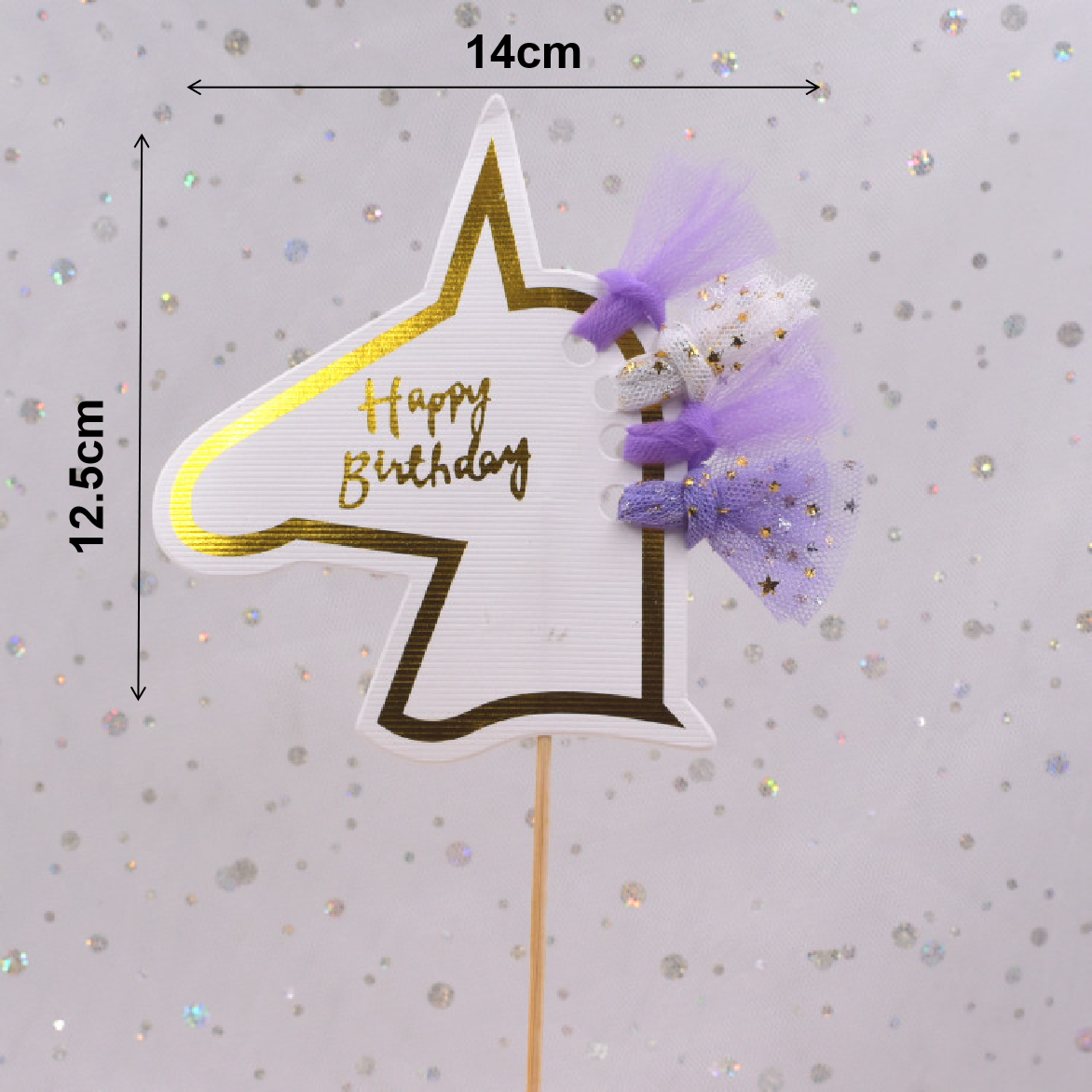 Cake Topper Cake Decoration - Unicorn 'Happy Birthday' -purple - Rampant Coffee Company