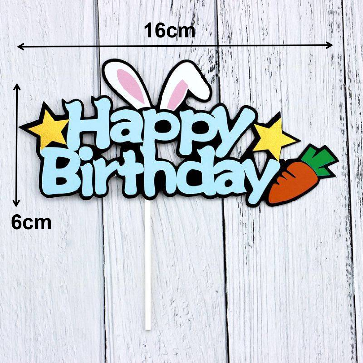 Cake Topper Cake Decoration - 'Happy Birthday'- Bunny -blue - Rampant Coffee Company