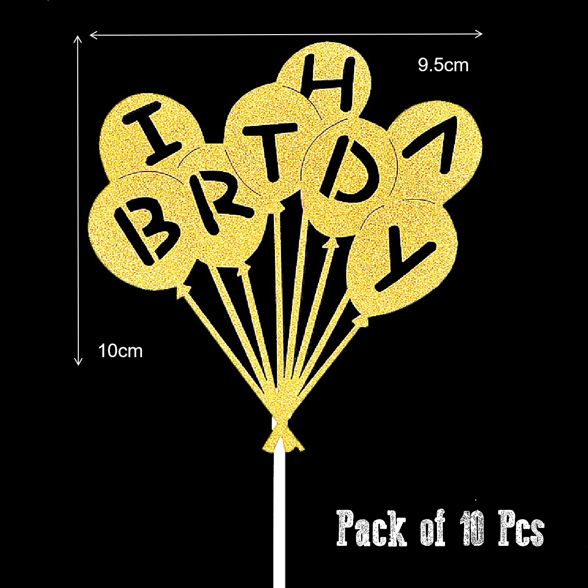 Cake Topper - 'Happy Birthday' balloons- gold 10 pack - Rampant Coffee Company