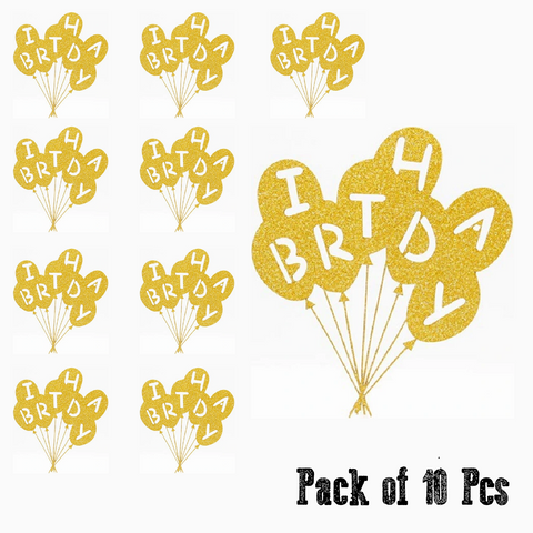 Cake Topper - 'Happy Birthday' balloons- gold 10 pack - Rampant Coffee Company