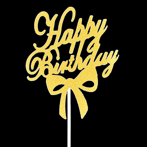 Cake Topper - 'Happy Birthday' ribbon- gold 10 pack - Rampant Coffee Company