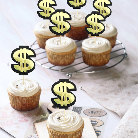 Cake Cup Cake Topper Decorations - $$ dollar sign, 10pcs - Rampant Coffee Company