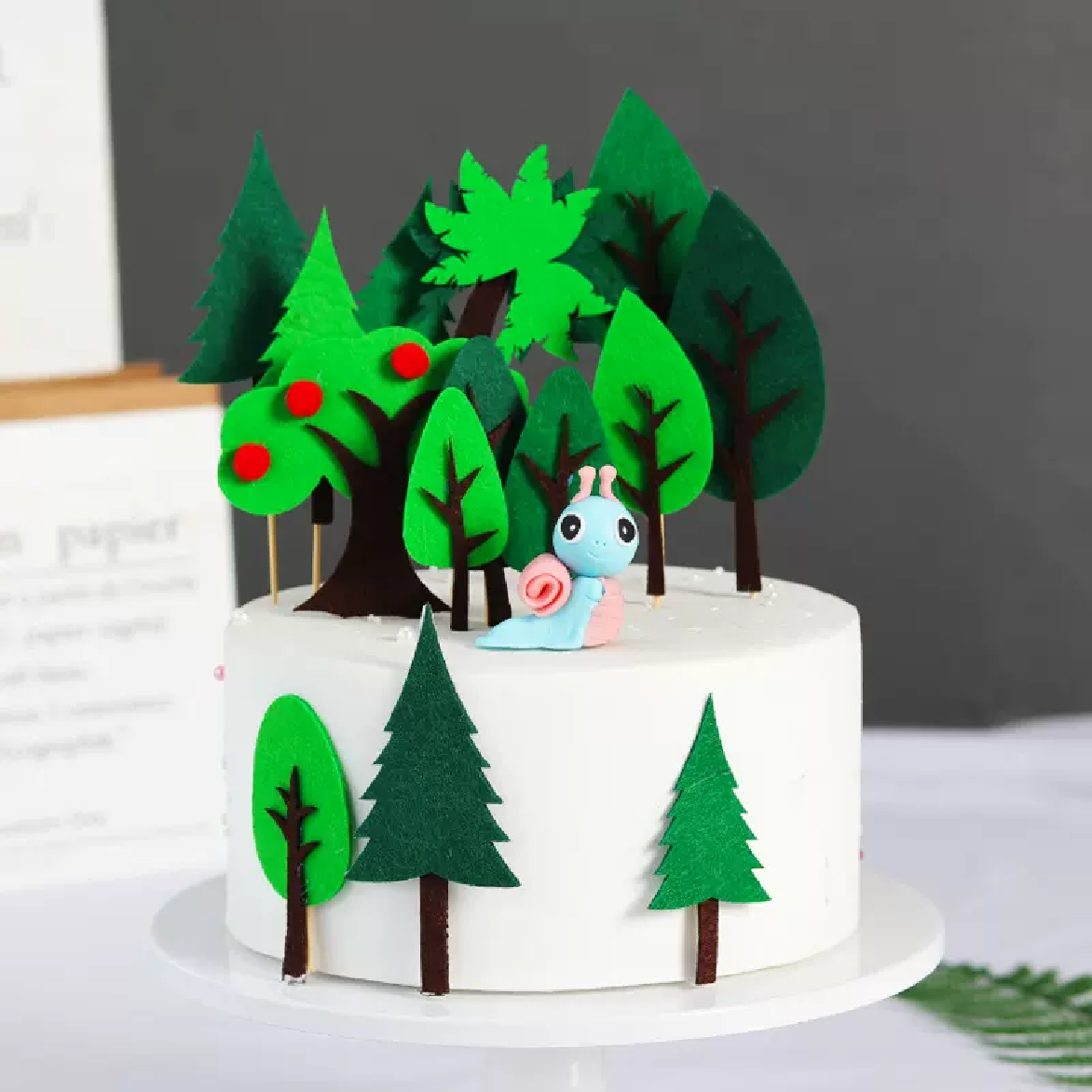 Cake Decoration, Cupcake Topper  - Woodland "trees 'felt' - 3pcs Set- B - Rampant Coffee Company