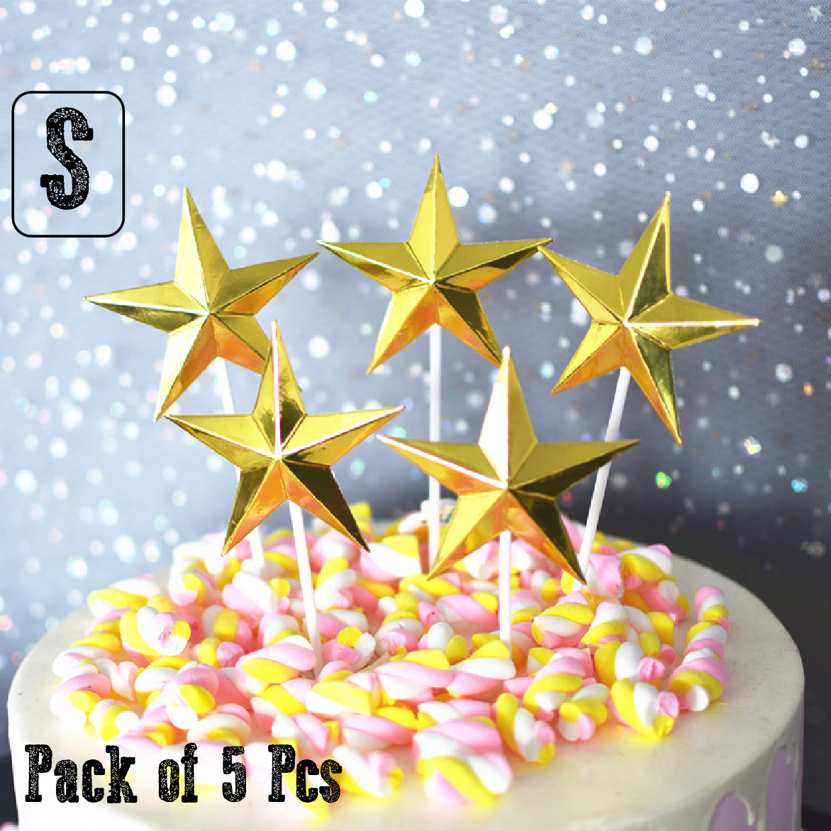 Cake Cup Cake Topper Decorations -  Gold stars (small) - Rampant Coffee Company