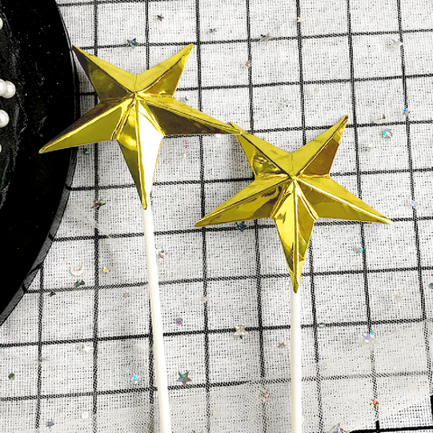 Cake Cup Cake Topper Decorations -  Gold stars (small) - Rampant Coffee Company