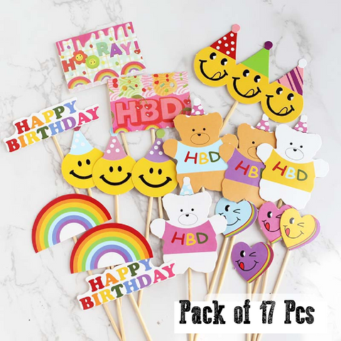 Cake Topper, Cupcake Decorations - Set Pack 17pcs