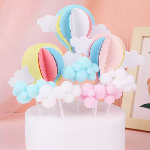 Cake Cup Cake Topper Decorations- soft fluffy clouds - blue (medium) -10pcs - Rampant Coffee Company