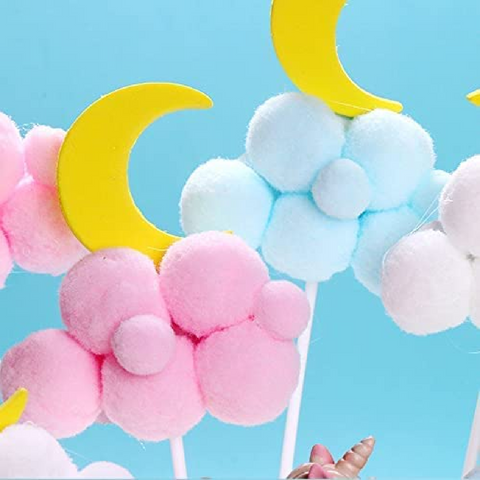 Cake Cup Cake Topper Decorations- soft fluffy clouds -  - pink (medium) -10pcs - Rampant Coffee Company