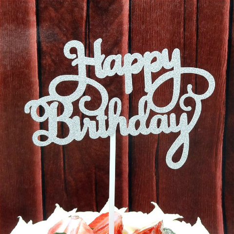 Happy Birthday Cake Topper - Cake Decoration - Silver - Rampant Coffee Company