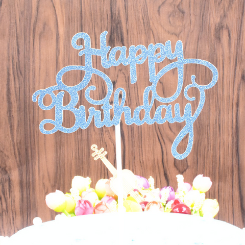 Happy Birthday Cake Topper - Cake Decoration - Blue - Rampant Coffee Company