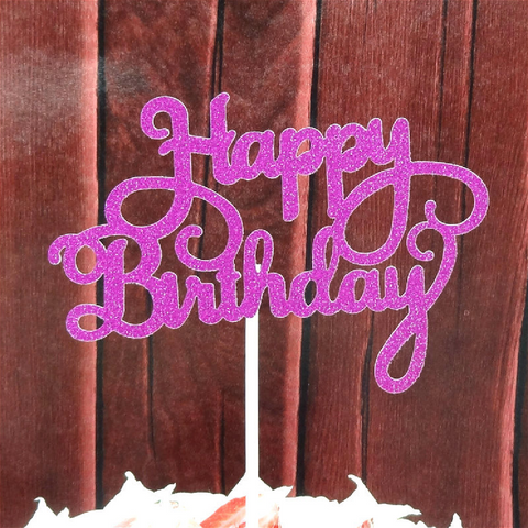 Happy Birthday Cake Topper - Cake Decoration - Pink - Rampant Coffee Company